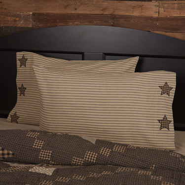 Farmhouse Star Standard Pillow Case w/Applique Star Set of 2 21x30 VHC Brands - The Fox Decor
